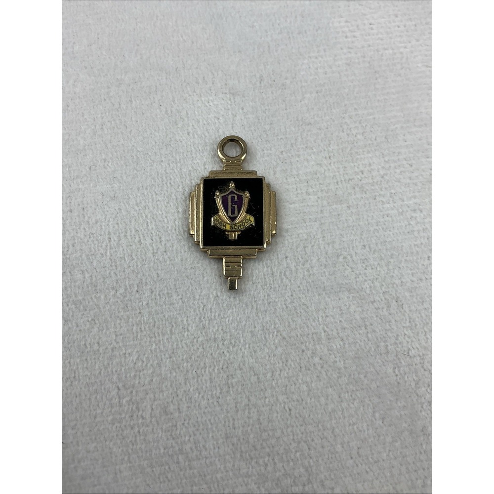 G High School Charm Pendant Crest Gold Tone GHS